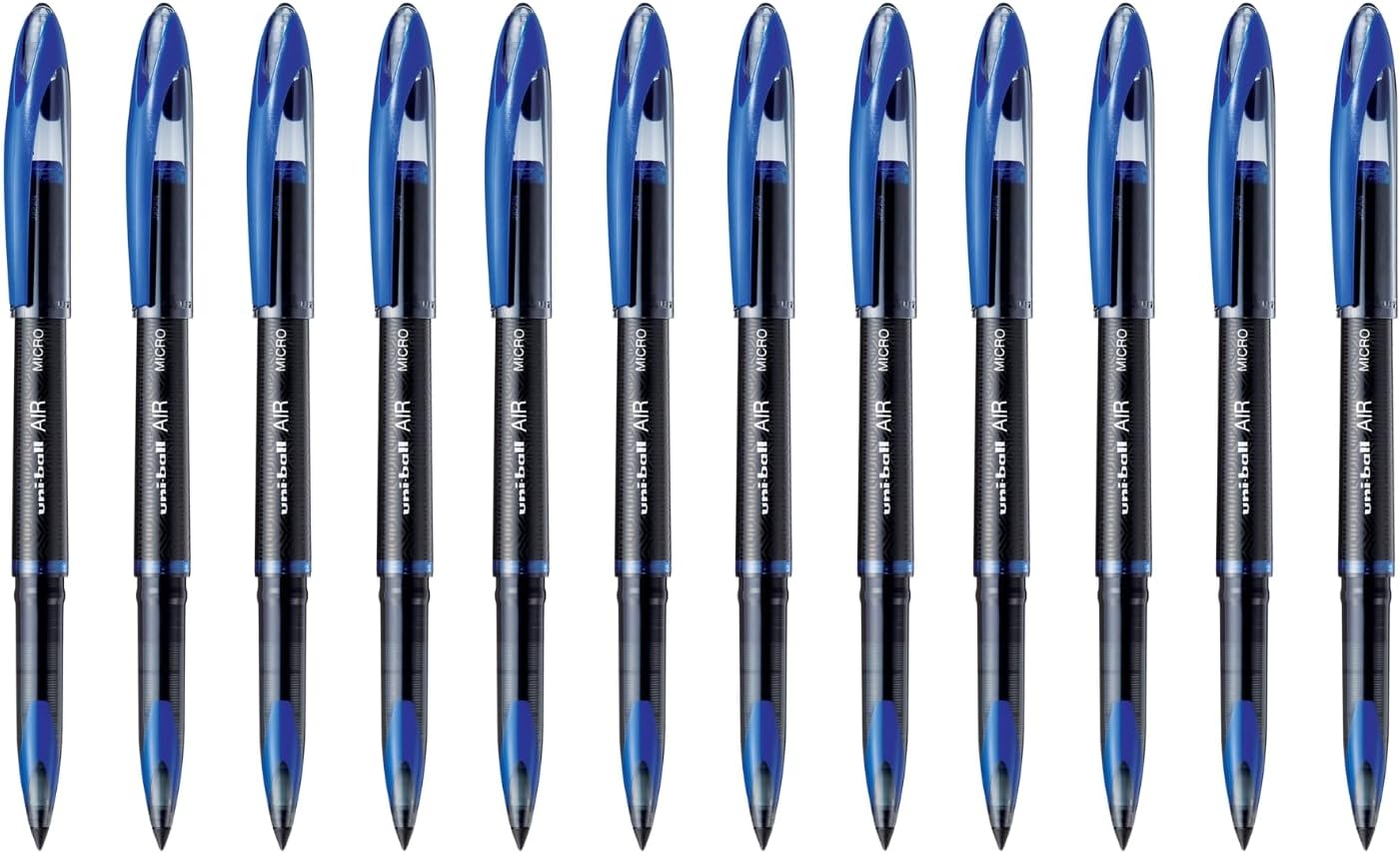 uniball Air Porous Point Pens, Medium Point (0.7mm), Blue, 12 Pack