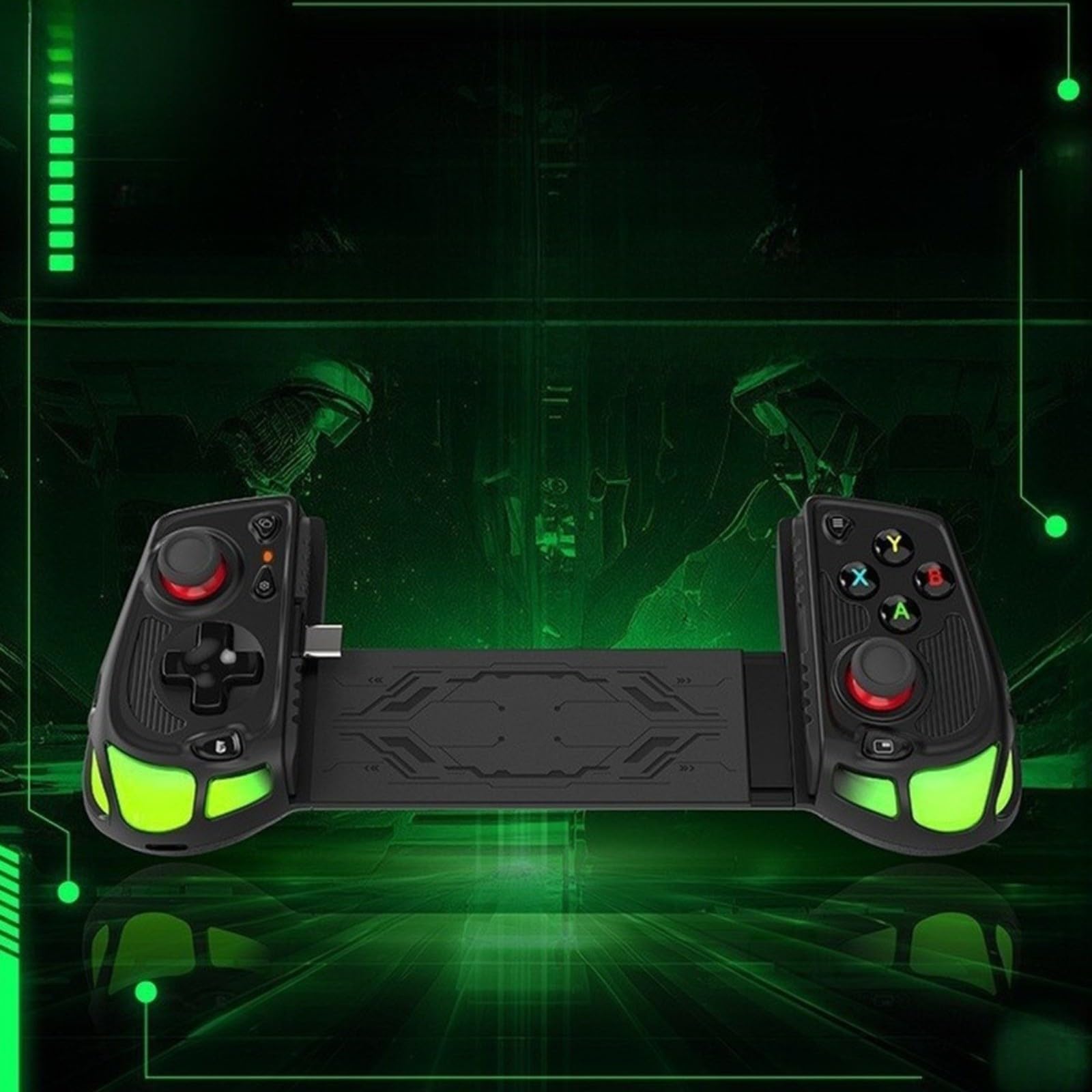 Controlador de juego móvil con joystick dual Hall para Android y iOS, diseño ergonómico de ABS, control preciso para Battle Royale, compacto, 21 x 9 x 9 cm, negro