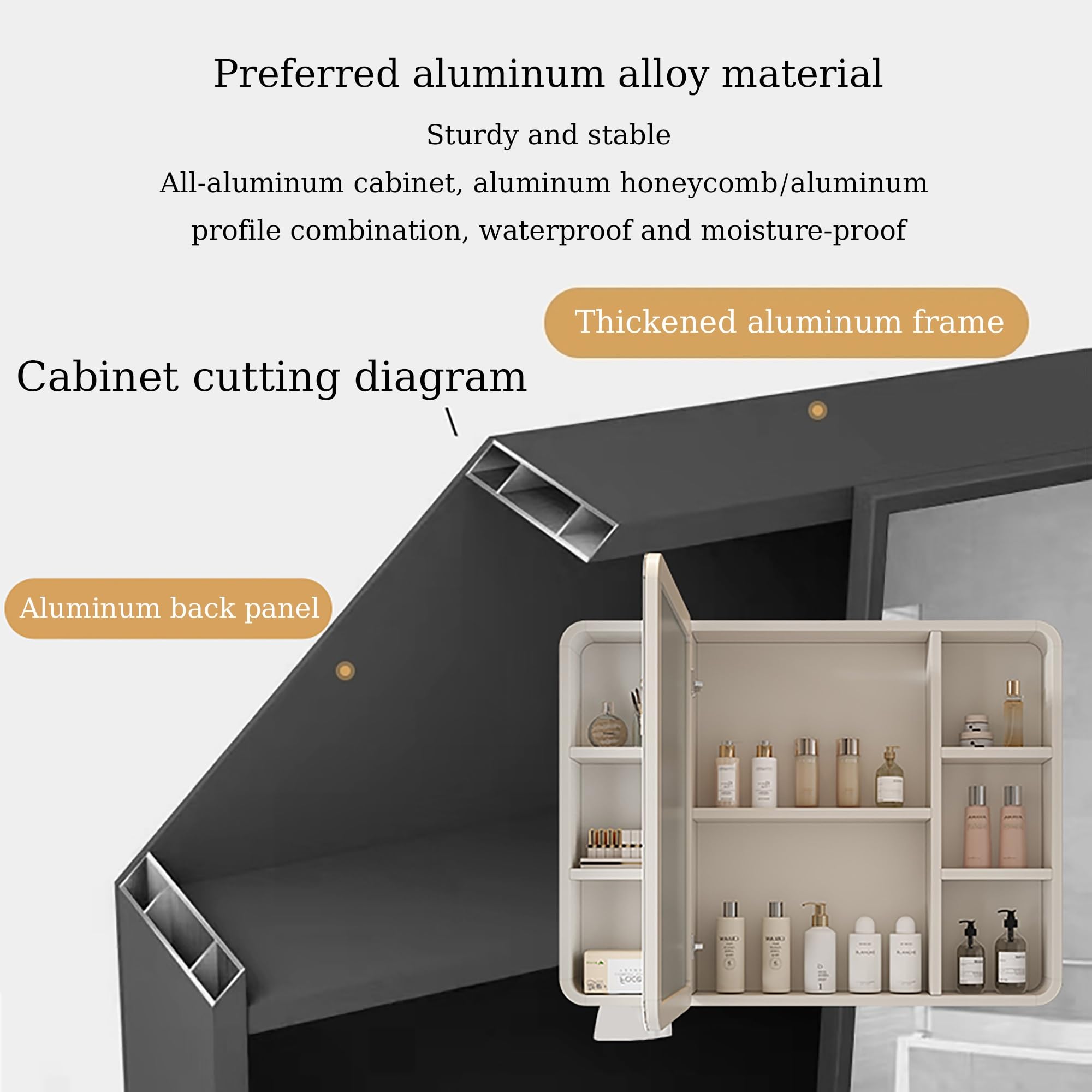 Specchio bagno con luce e armadietto, mobile bagno con specchio, for bagno Specchio for bagno con contenitore Mobiletto da parete moderno for bagno con specchio, Mobiletto da parete for bagno con LED(