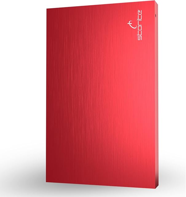 Storite F32 2.5 Ultra Slim Portable External Hard Drive USB 2.0 with 500GB Memory Expansion HDD Backup Storage, Fast Data Transfer, Hard Disk Compatible with MAC/PC/Laptop/Desktop/Chromebook (Red)