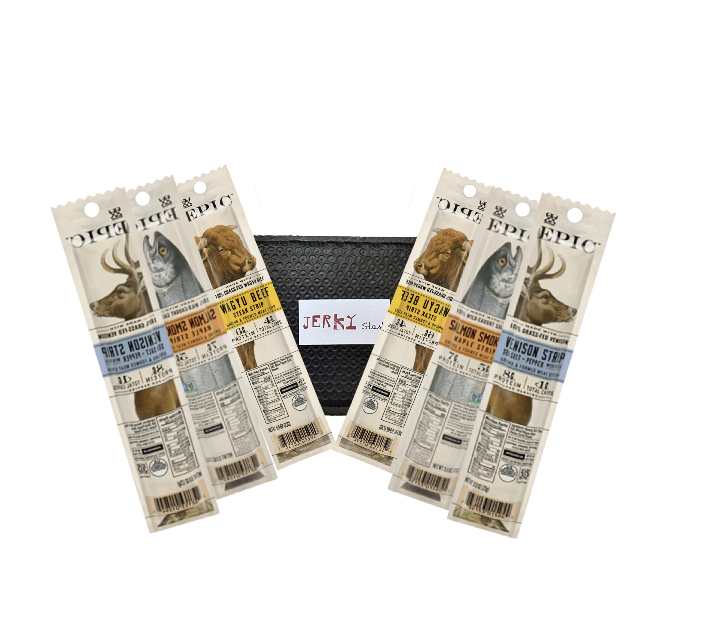 Epic Jerky Stash Bag - Try all 6 Flavors Epic Strips - Comes Wrapped in Our Stash Bag