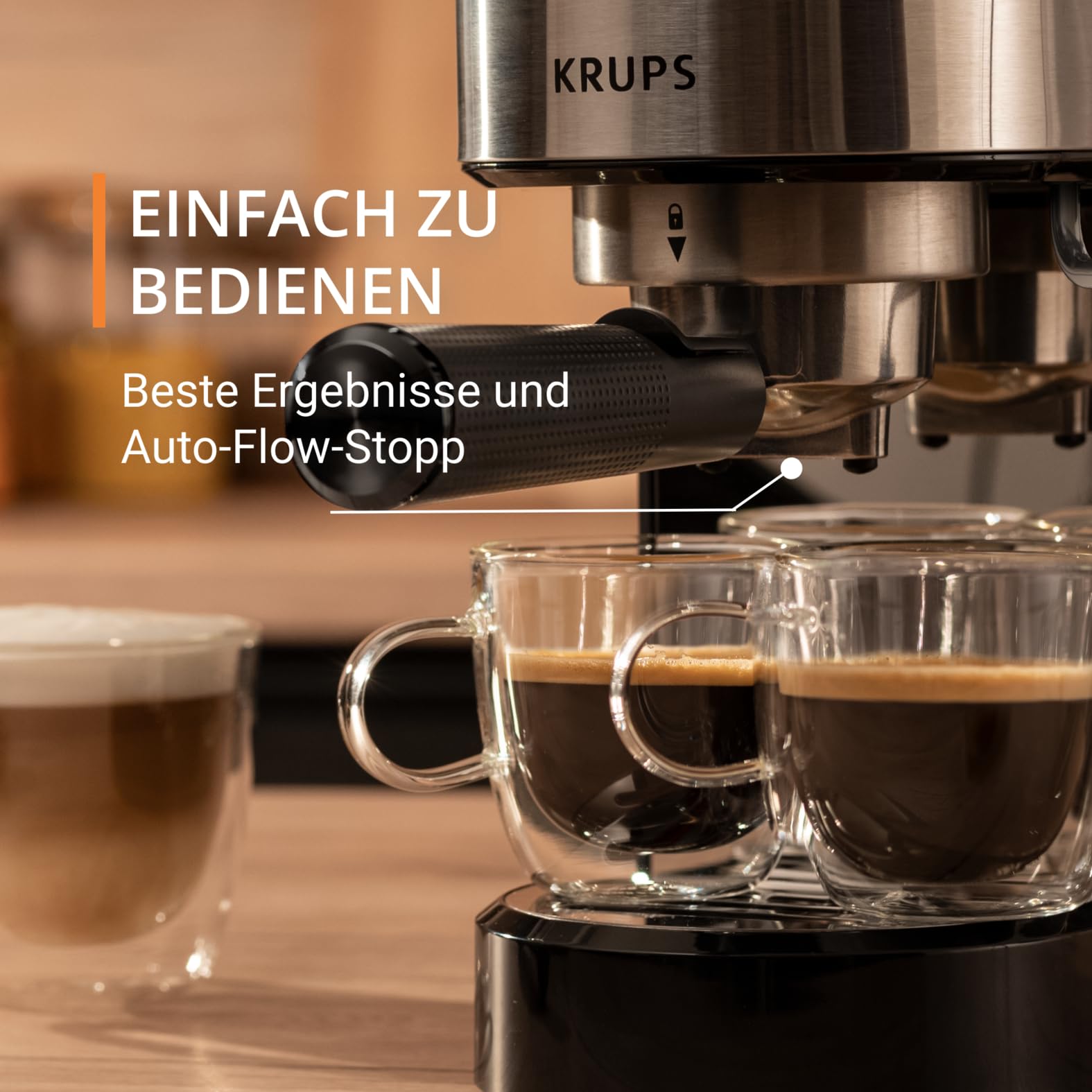 Krups Virtuoso Essential Espresso-Siebträgermaschine, 15 bar, Edelstahl, XP441810