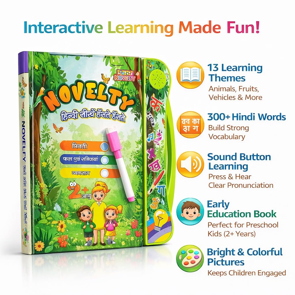 Braintastic Novelty Interactive Hindi Learning Sound Book with Pen | Talking Book for Kids | Early Learning Educational Toy (Age 2+ Years) (Ebook Hindi) 2