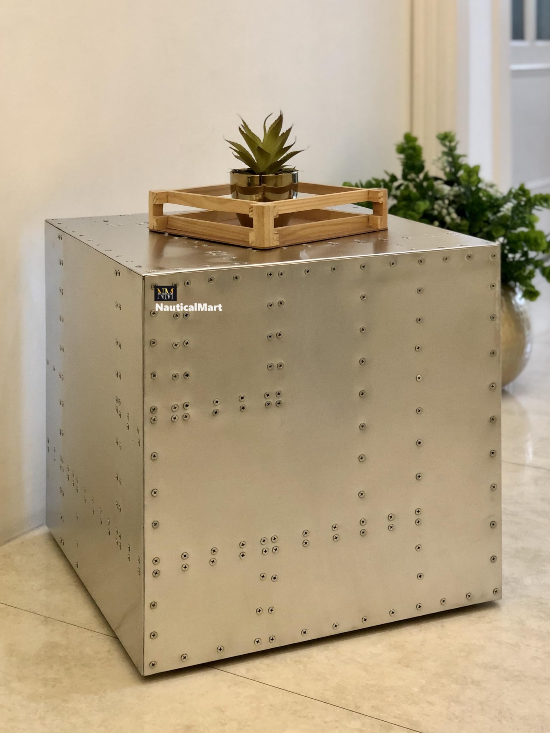 Amazon.com: 14 Inch Cube Aluminum Industrial End Table Metal