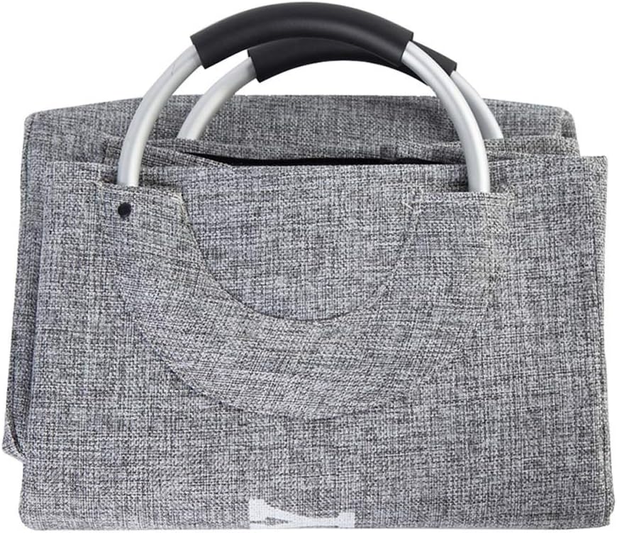 Aluminum Clothes Storage Bag Sorter Bin Storage Basket Foldable Laundry Handbag Foldable Linen Laundry Hamper Basket (Color : Beige) (Gray)