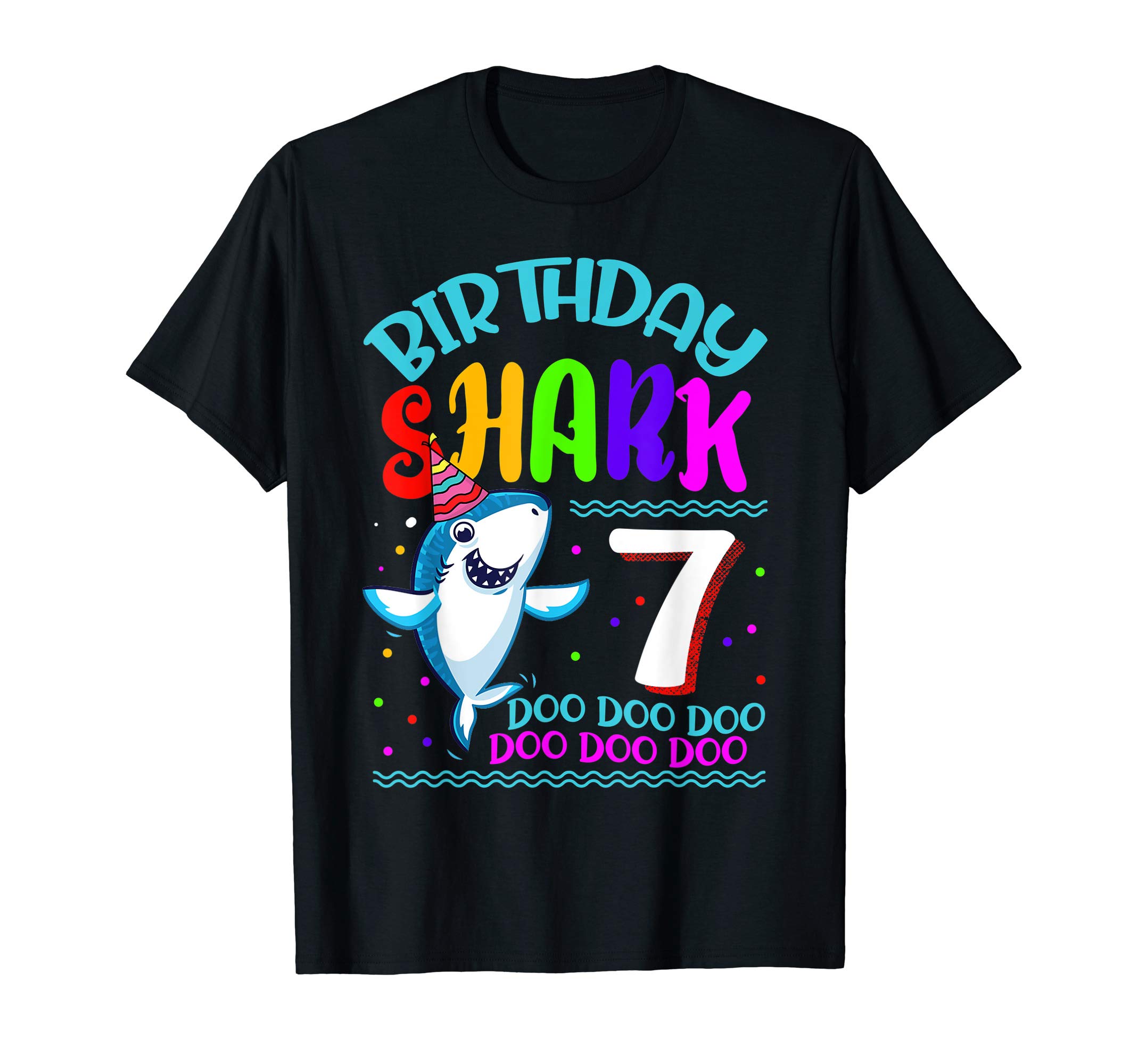 Kids Baby 7 Years Old 7th Birthday Shark Doo Doo Doo Cute T-Shirt