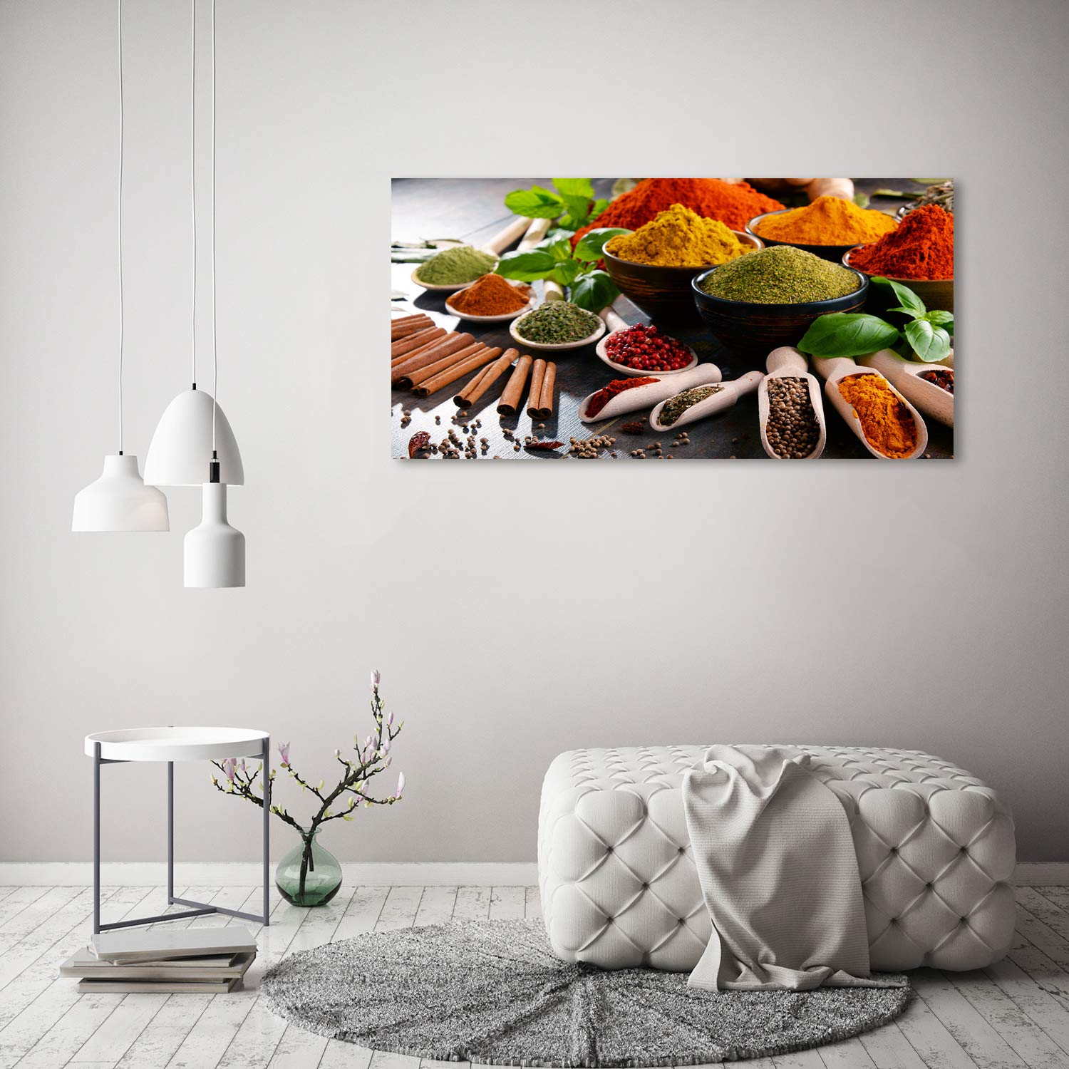 Tulup Glas-Bild Wandbild aus Glas - Wandkunst - Dekorative Wand für Küche & Wohnzimmer 120x60 - Bunte Gewürze - Mehrfarbig