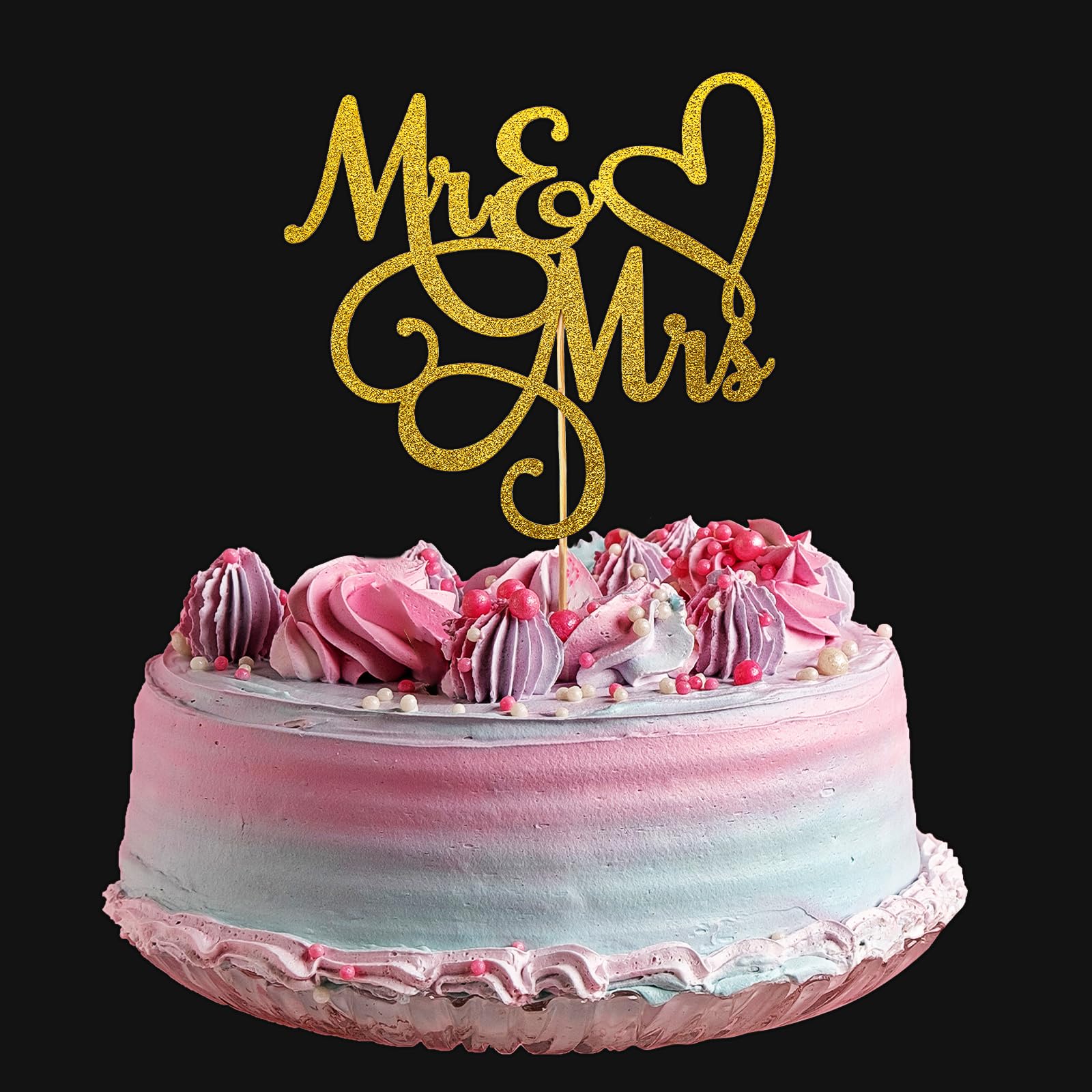 Acryl-Kuchenaufsatz „Mr And Mrs“ – Goldfarben, Für Hochzeit & Jubiläum | Elegante Kuchendekoration
