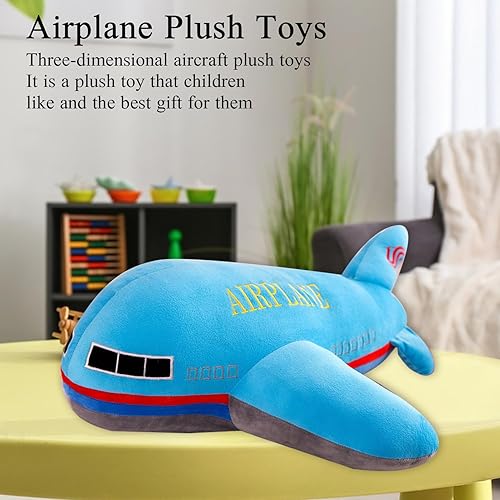 Miniatura 4 de Almohada de avión de peluche de avión azul, regalos para niños y adultos de 15.7 pulgadas