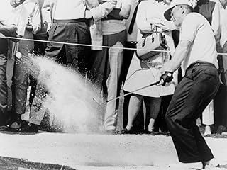 Wall Photo Jack Nicklaus Hitting Golf Ball Out of Sand Trap in 1965, 16" x 12"