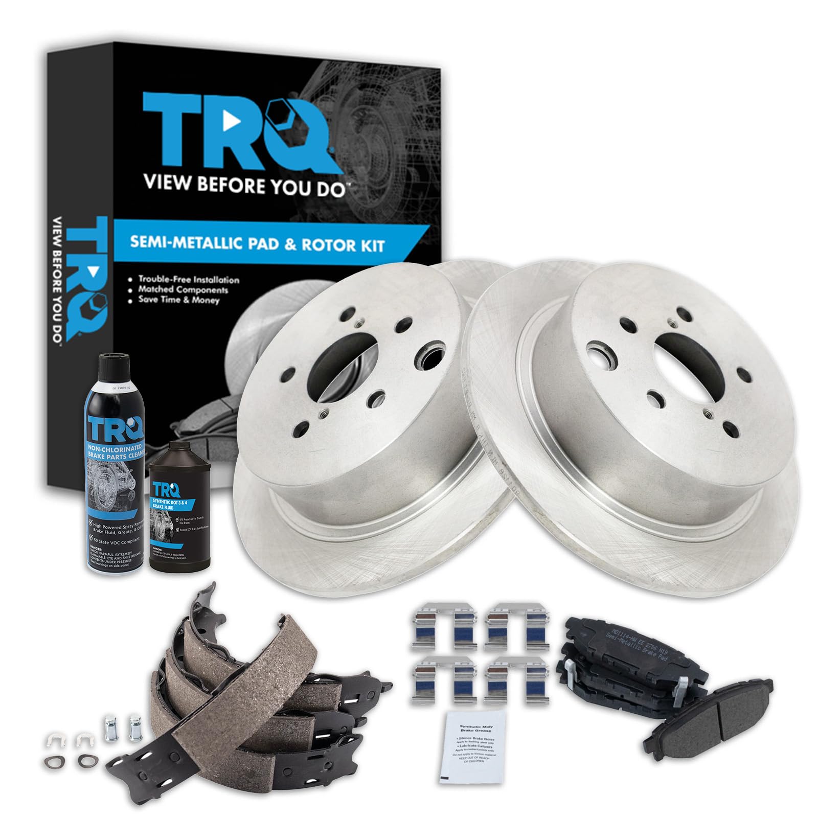 TRQ Rear Brake Pad &amp; Rotor Kit Semi-Metallic Compatible with 2017-2018 Subaru Crosstrek 2014-2018 Forester 2012-2018 Impreza 2013-2015 XV Crosstrek