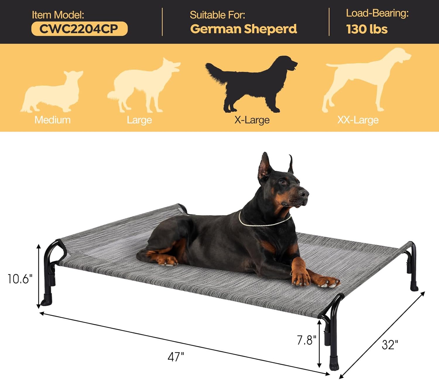 Veehoo Elevated Dog Bed, Outdoor Raised Dog Cots Bed for Large Dogs, Cooling Camping Elevated Pet Bed With Slope Headrest for Indoor and Outdoor, Washable Breathable, X-Large, Black Silver, CWC2204 7 71im0g eiQL. AC SL1500