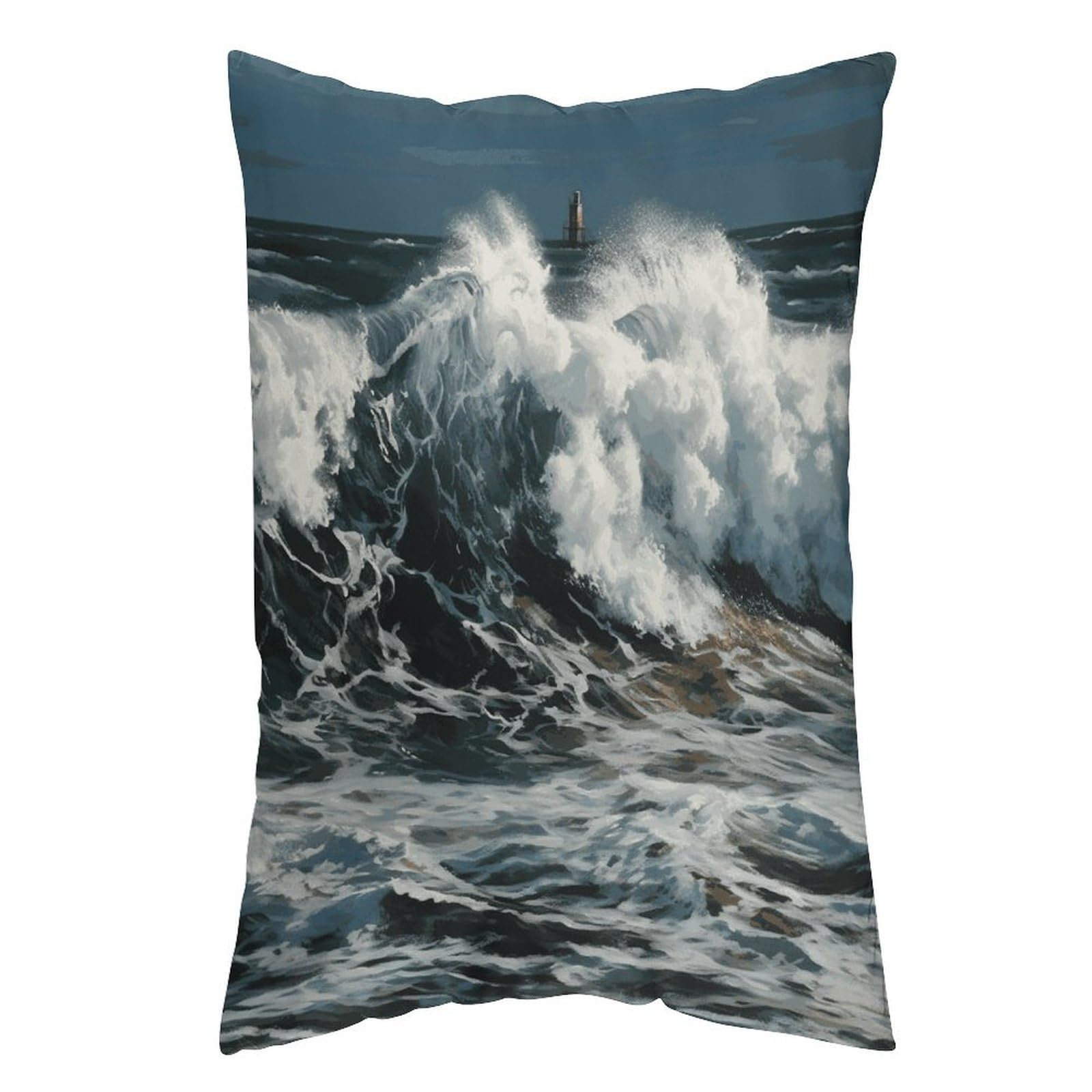 LDGSUPH The Sea Waves Pillow Cases Soft Pillowcase with Invisible Zipper Wrinkle Resistant Pillow Covers Breathable Removable Pillow Protector for Bed Sofa Car 16 "x24