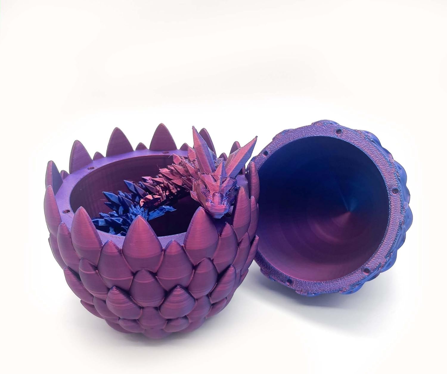 Dragon Egg Set of 2 - Purple+Green Blue - Dragon Egg Fidget Toy, 3D Printed Gift