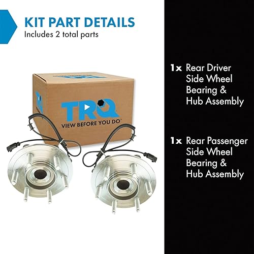 Vista 814 de TRQ Juego de 2 rodamientos y bujes de rueda trasera izquierda y derecha compatible con Ford Expedition 2007-2010 Lincoln Navigator 2007-2010