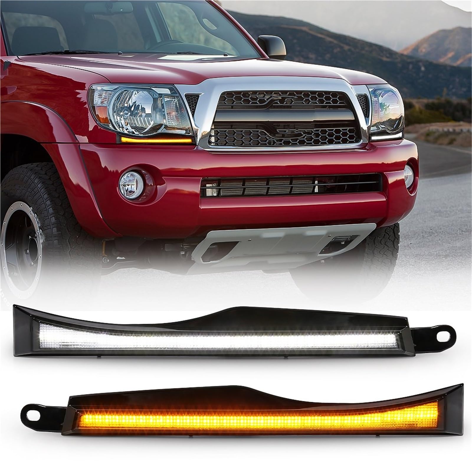 Luce Di Marcia Diurna A LED Auto Bianca, DRL, Gialla Dinamica Indicatore Direzione 12 V Per Toyota Per Tacoma 2005 2006 2007 2008 2009 2010 2011 Lampada Faro Auto