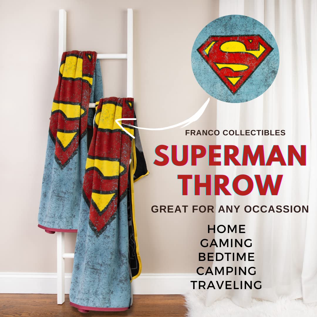 Franco Collectibles Superman Bedding Super Soft Micro Raschel Throw, 46 in x 60 in, (Official Licensed Product) - Image 2