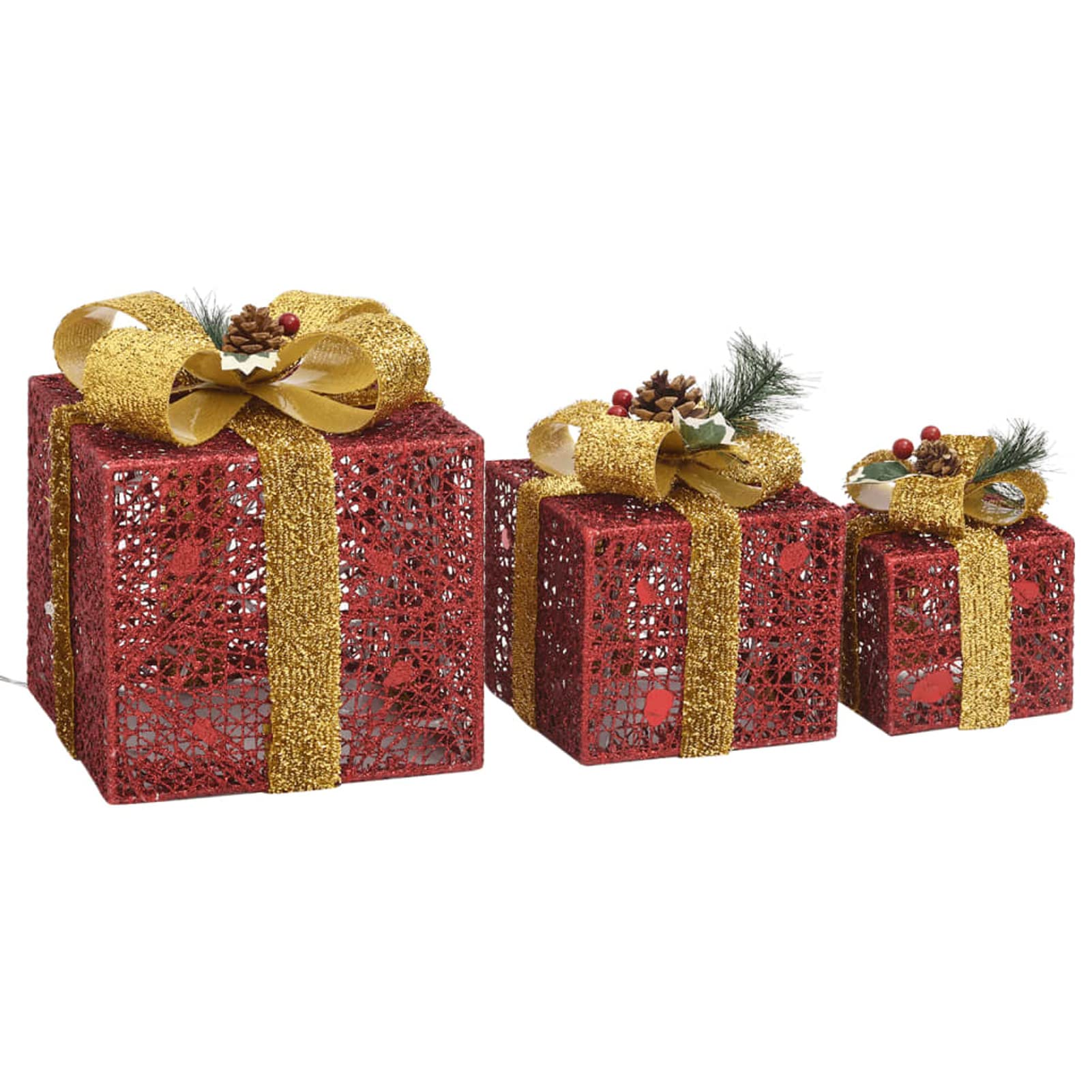 Scatole Regalo Decorative Natale 3pz Rosse da Esterno Interni,Decorative Natale Decorazioni Natalizie Illuminazione Addobbi-329767