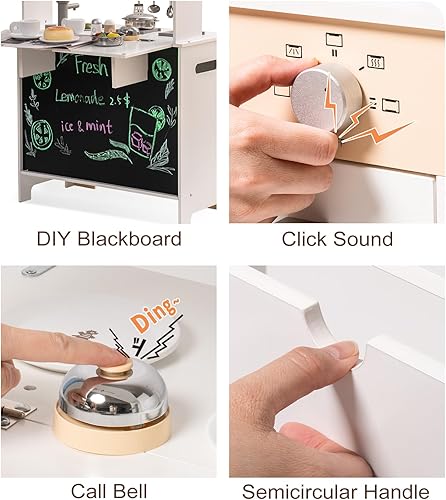 Miniatura 5 de ROBUD Montessori - Juego de cocina de madera para niños con temas personalizables, juguete de cocina para niños pequeños con pizarra creativa de