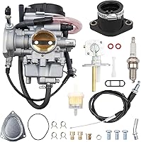 Vista 8 de Carburador para ATV Yamaha Kodiak 400 YFM400 y Big Bear 400, Bruin 350, Grizzly 350 450, Wolverine 350 450 con cepillo limpiador, filtro de aire