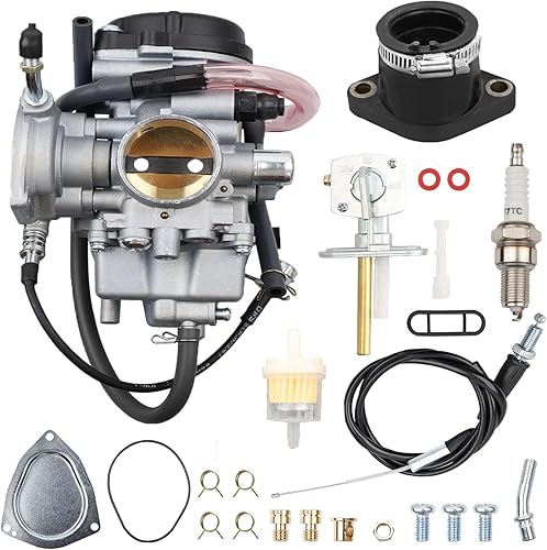 Miniatura 8 de Carburador para ATV Yamaha Kodiak 400 YFM400 y Big Bear 400, Bruin 350, Grizzly 350 450, Wolverine 350 450 con cepillo limpiador, filtro de aire,