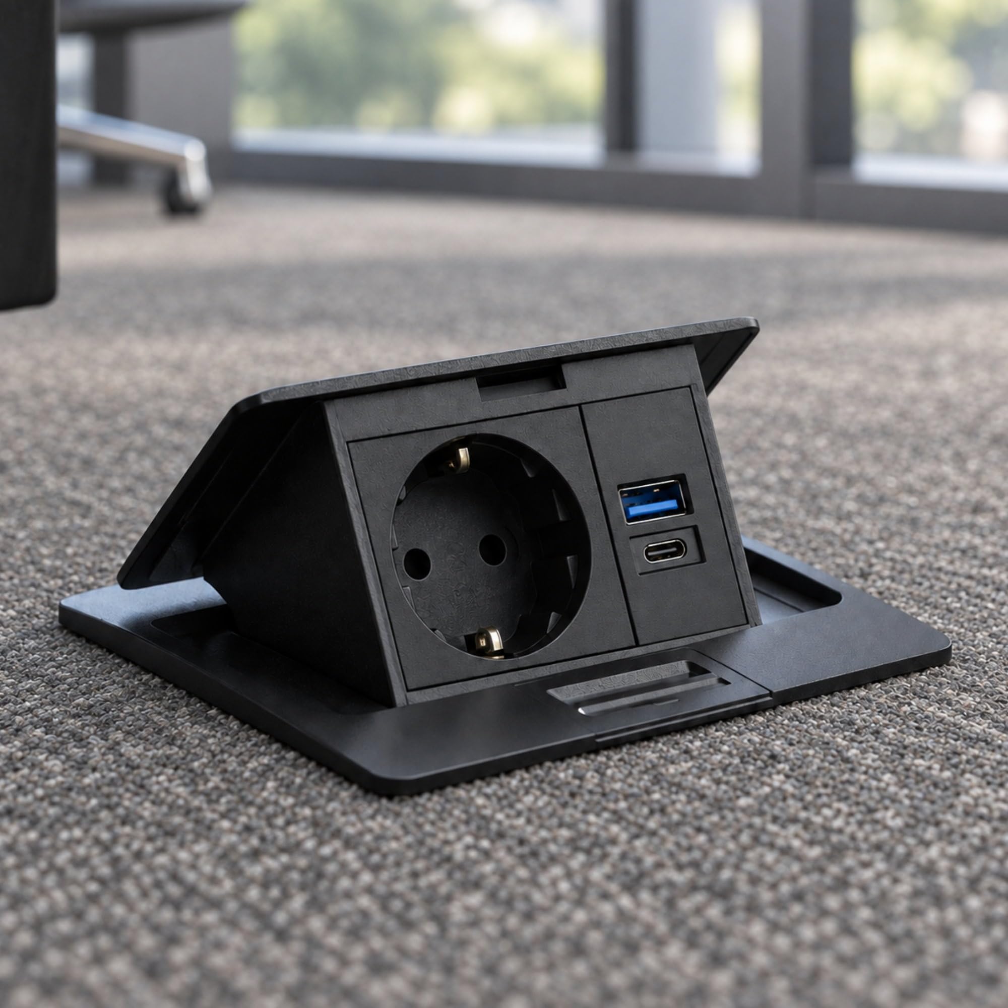 Presa da incasso a scomparsa in alluminio, presa da terra USB-A USB-C