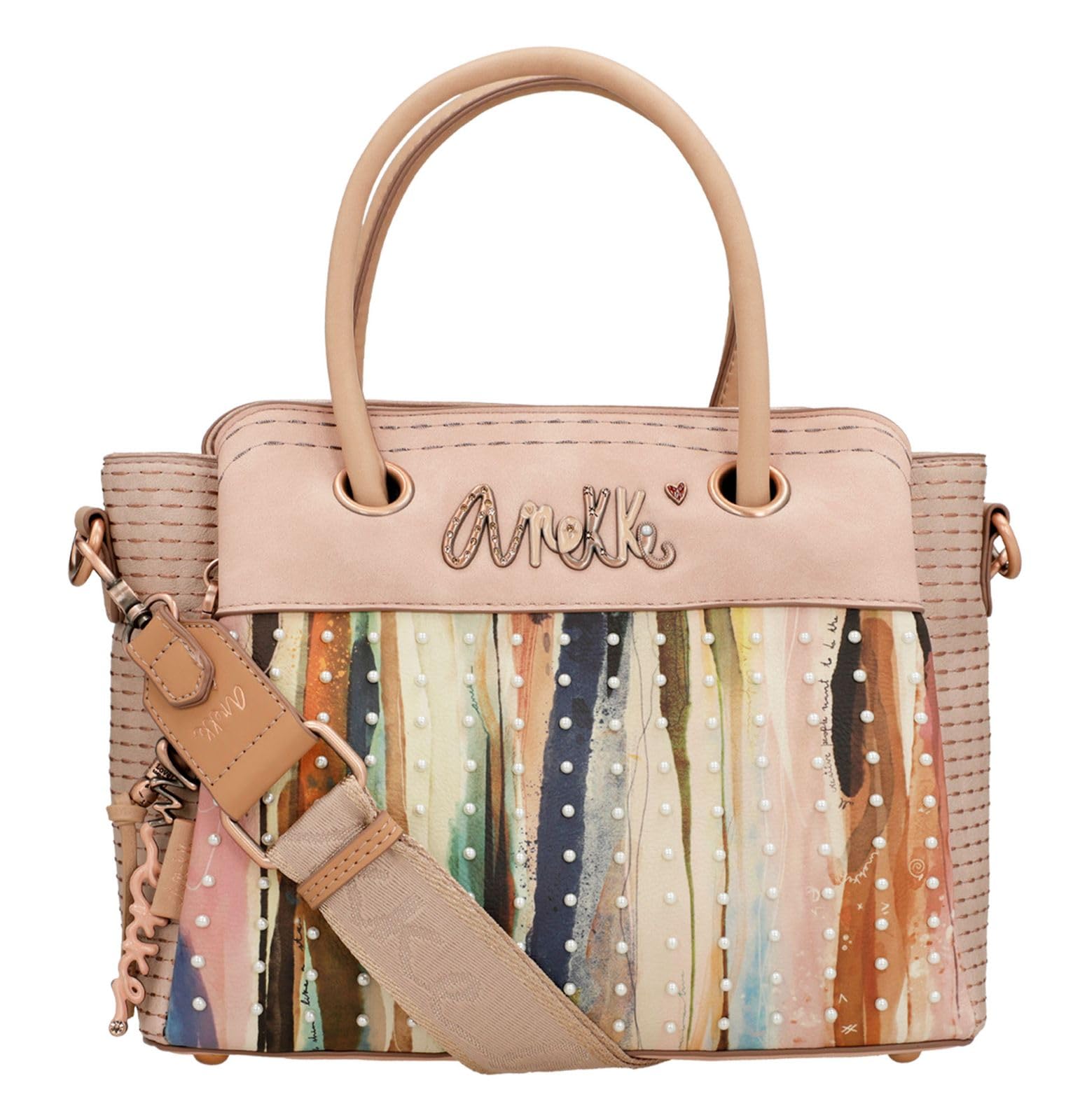 Anekke - Damentasche - Bowlingtasche aus Kunstleder für Damen mit verstellbarem Riemen, 2 Handgriffen und Reißverschlüssen - Zubehör und Accessoires für Damen - Maße 27 x 21 x 12 cm, bunt
