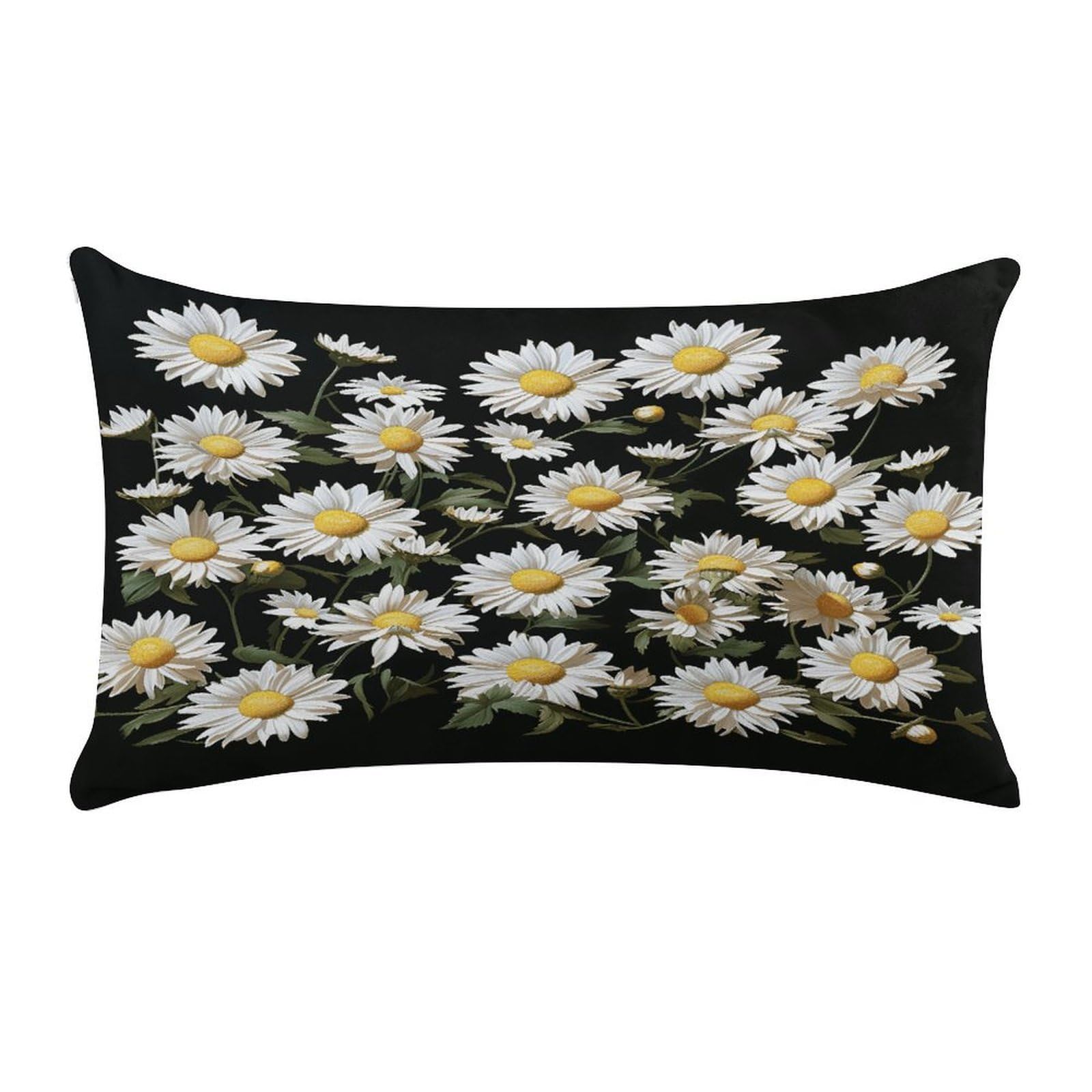 VstaDank Daisy Throw Pillow Cover Rectangular Lumbar Throw Pillow Case Soft Farmhouse Accent Decorative Cushion Cases Short Plush Pillowcase with Zipper 12 X 20 Inch