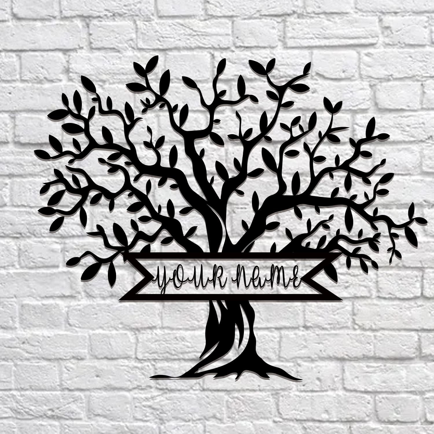 Personalized Family Metal Sign Garden Decor, Family Tree Wall Art, for Living Room Bedroom Garden Porch Patio Office Home Decor, Christmas Housewarming Gifts