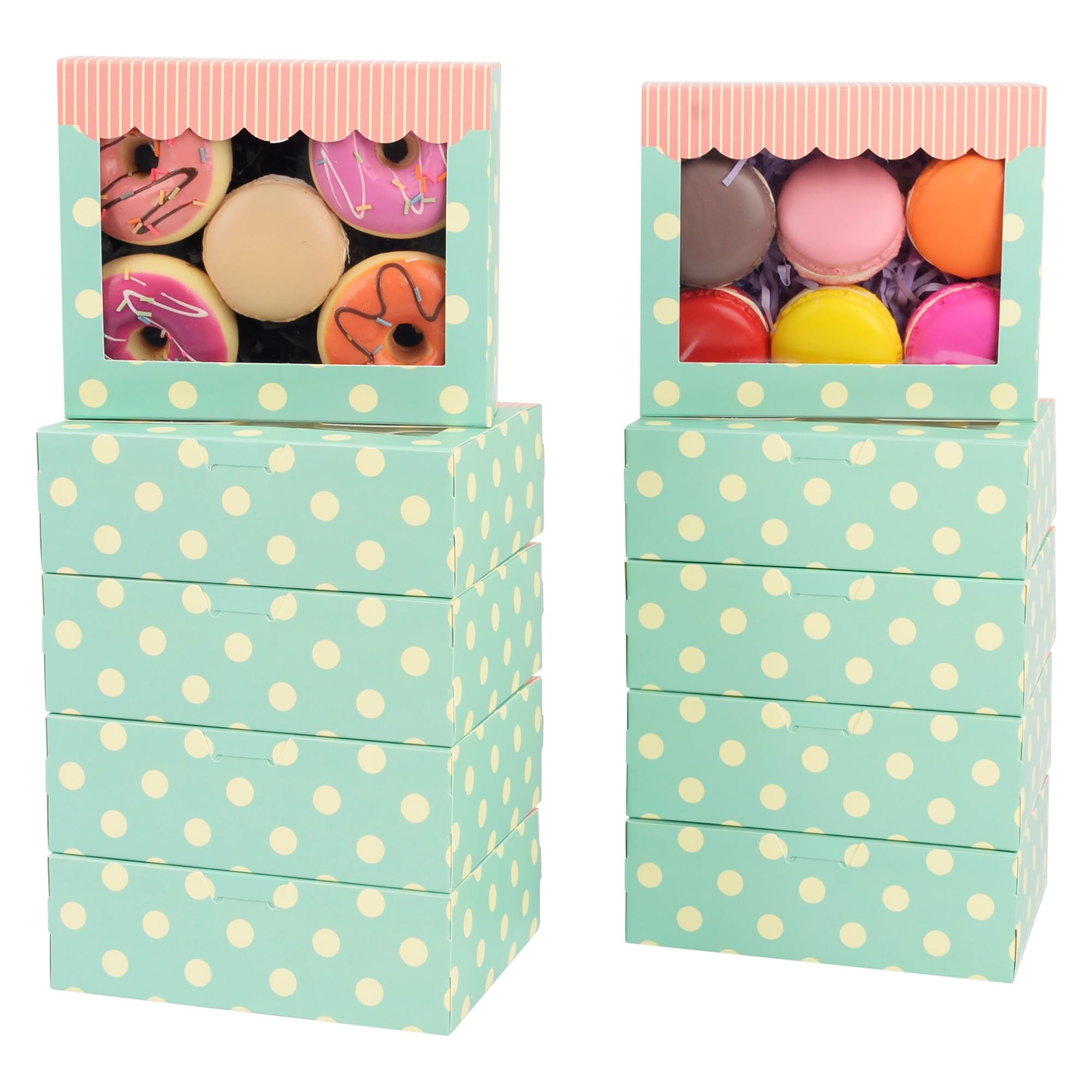 GXFCING 15 Pcs Cookie Boxes with Window 6 x 5 x 2 inches Disposable Food Grade Small Bakery Boxes for Brownie Biscuit Macaron Candy Sweet Chocolate Packing