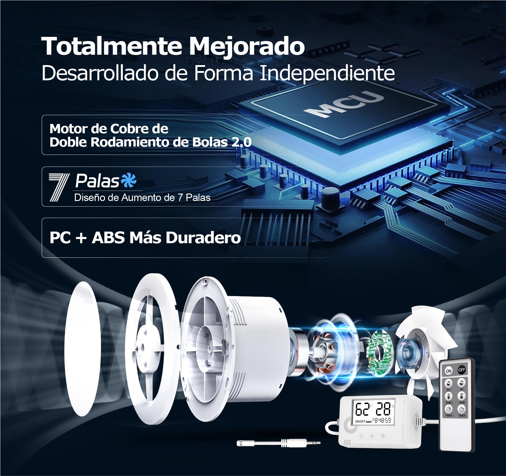 Extractor De Aire AIPERQ De 100 Mm Con Sensor De Humedad Y Temporizador Valvula De Retencion Y Mosquitera Integrada 7 W Dba 26 Silencioso Para Bano Cocina Oficina Inodoro 65694264