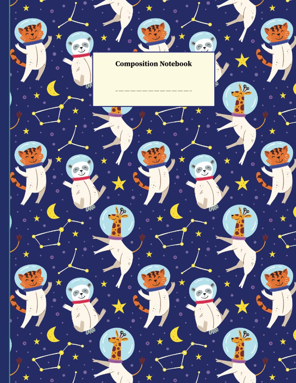 Composition Notebook with Picture Space - Animal Space Themed: Primary composition notebook K-2 - with drawing space and wide ruled, dotted midline for write and draw practice