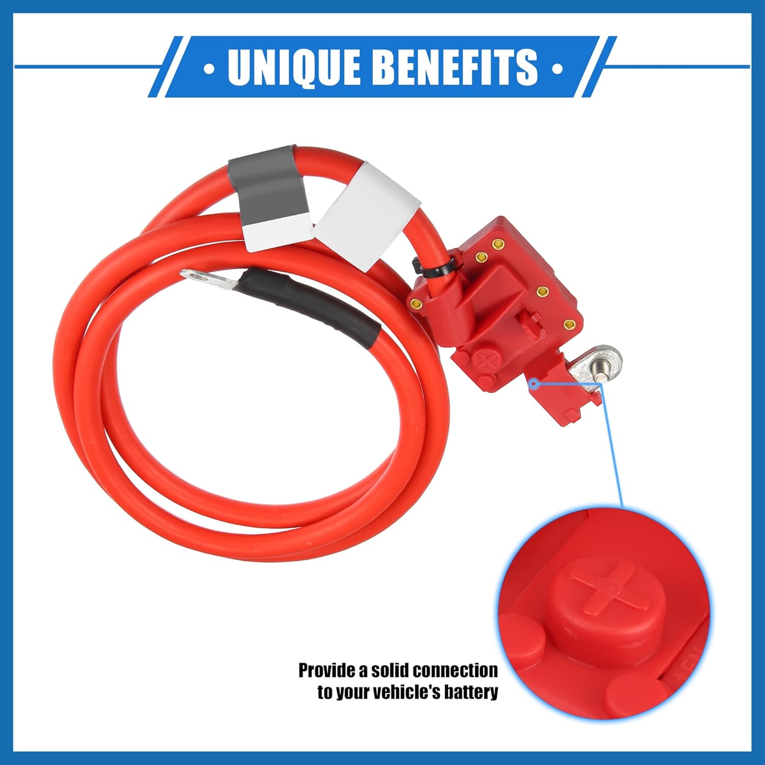 Car Positive Battery Terminal Cable Compatible for BMW 528i 535i 550i M5 2008-2010, Durable Plastic Red Fuse Blow Off Cable Lead Wire Plus Pole Item Replacement