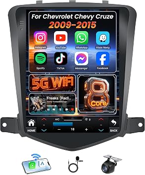 8 Core 32G ROM Car Radio for Chevrolet Cruze 2009-2015 10.4 Inch HD IPS Tesla Style Touch Screen Stereo WirelessCarPlay/Android Auto GPS 5G WiFi Bluetooth 5.0 FM RDS DSP Backup Camera