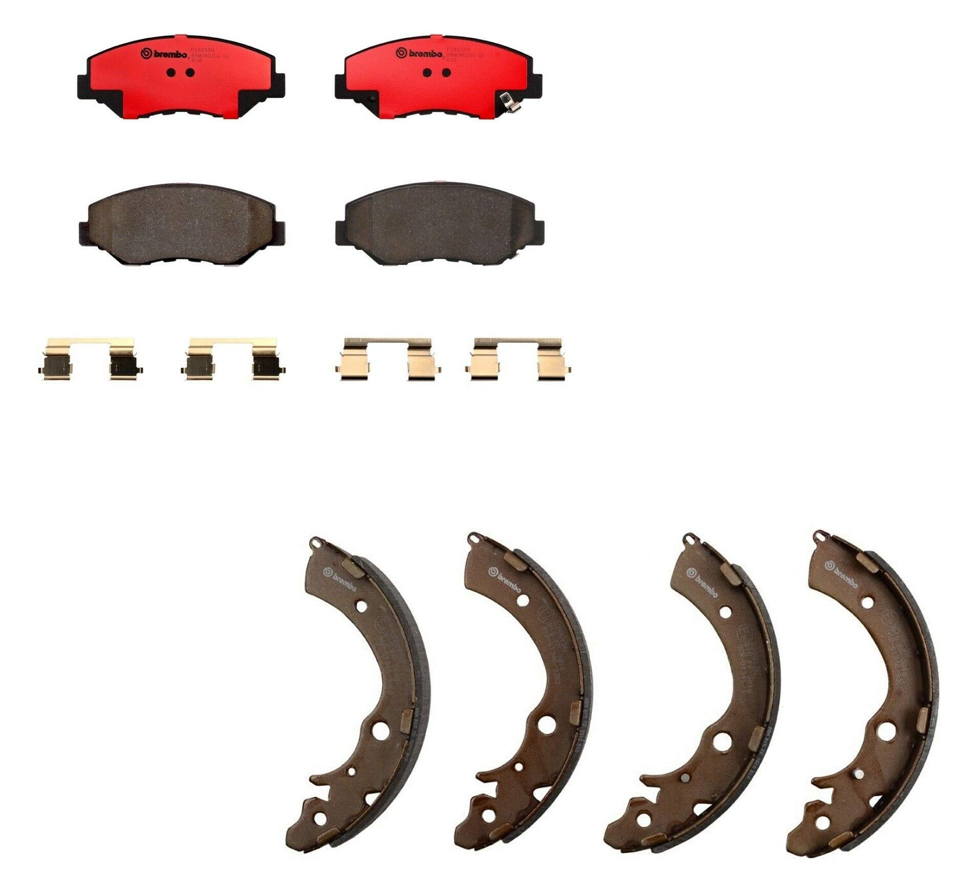 Premium Front Brake Pad Set Ceramic Rear Shoes Kit For Honda Accord CR-V L4 V6 Naturally Aspirated G