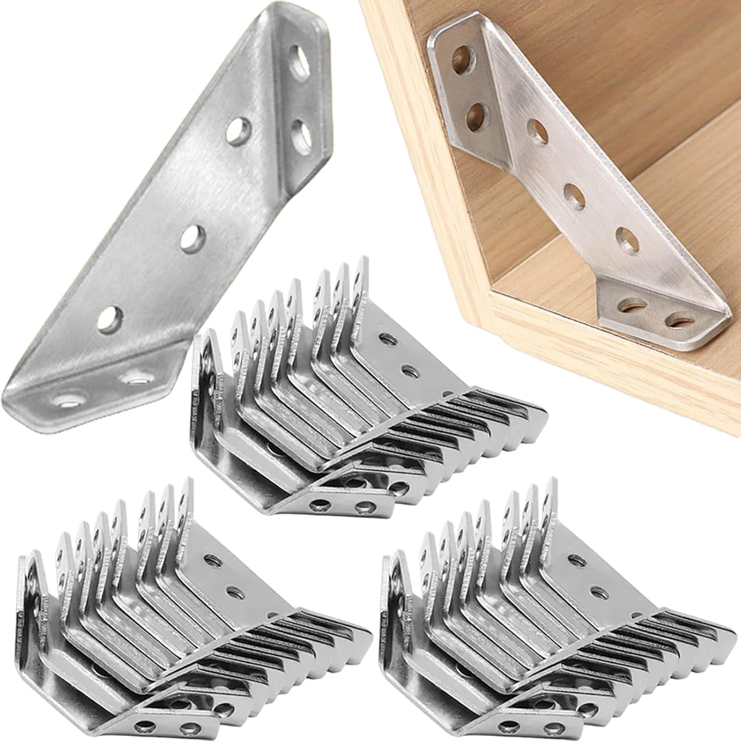 Bracket, Stainless Steel Triangle Angle Corner Brackets for Wood Furniture Connectors