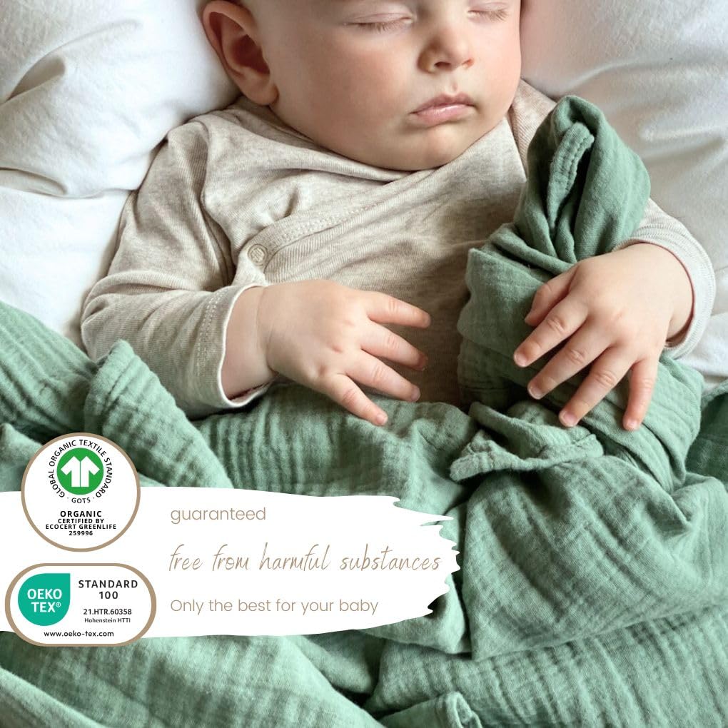 Dikos Premium Baby Muslin Cloths Set of 4 Mint - Image 3