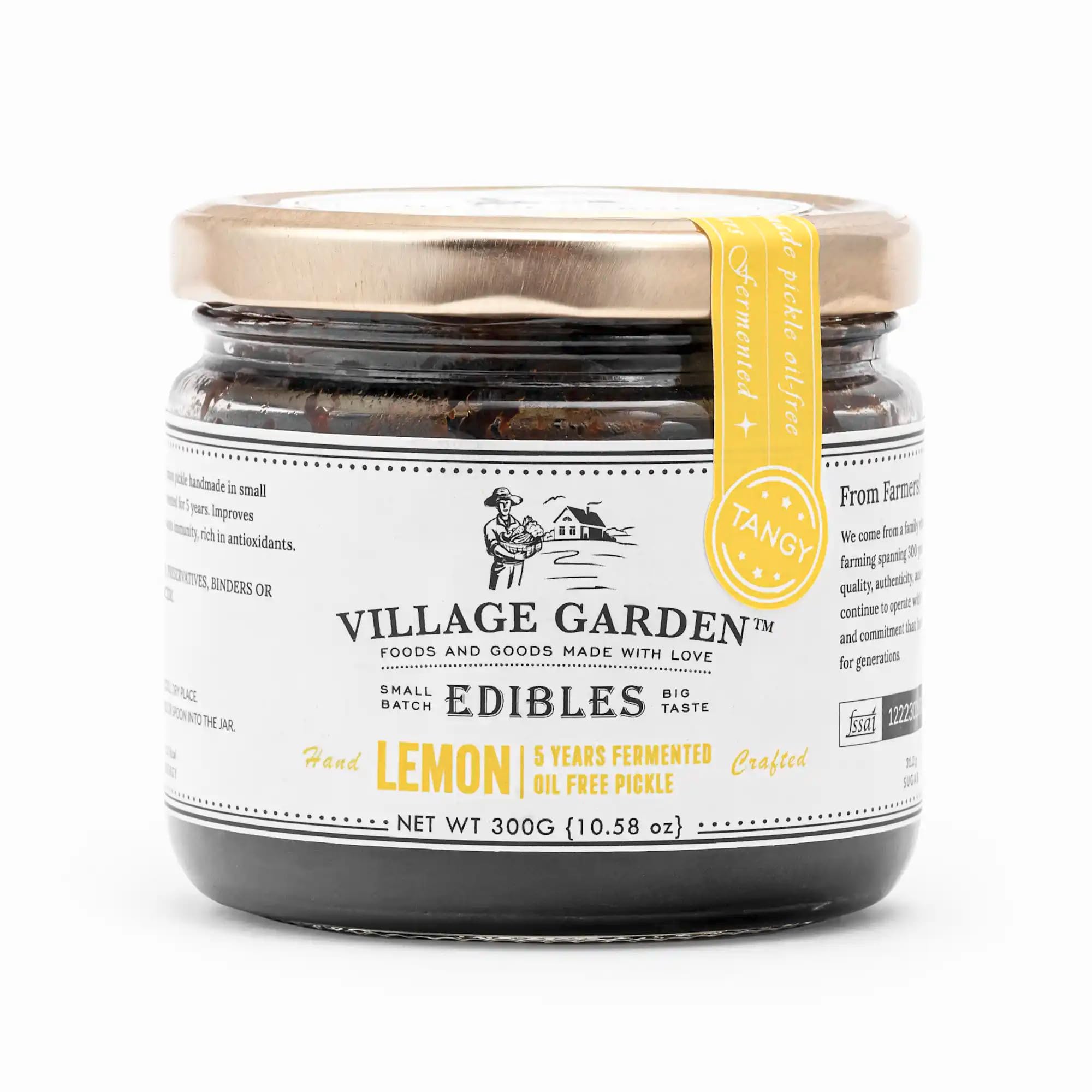 Village Garden Tangy & Spicy Lemon Pickle | 3 years fermented | Nimbu ka Achaar | Homemade - 300 gms (Pack of 2)