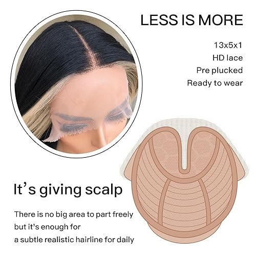 Miniatura 4 de Peluca de encaje frontal con raya Skunk predepilada, lista para usar, HD sin pegamento 13x5x1, pelucas sintéticas de encaje frontal para mujer,