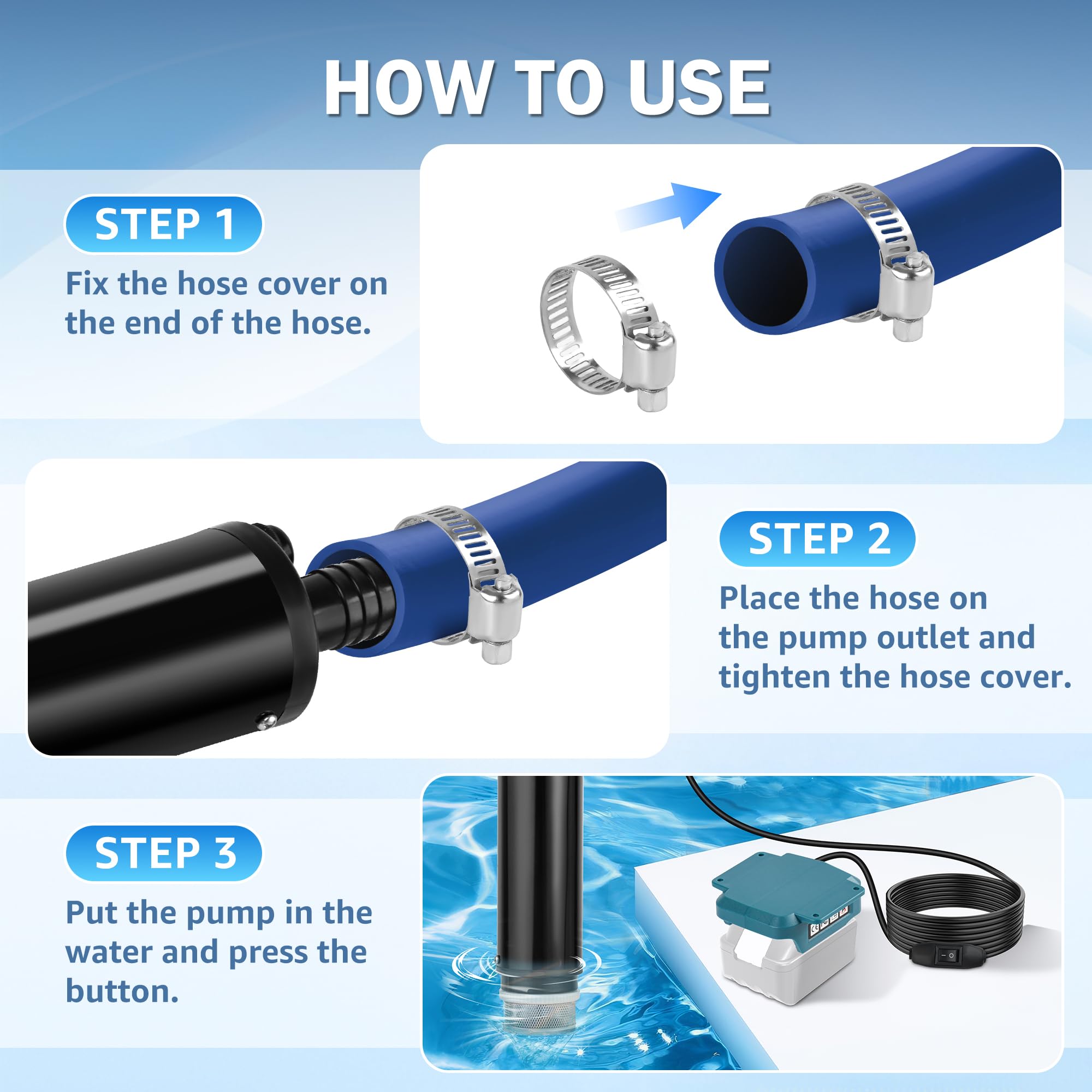Pompe à Eau Portable pour Batterie Makita 18V, Pompe a Eau Portable Sans Fil Débit de 30 L/min Idéale pour Piscines, Arrosage du Jardin, Lavage de Voiture, Flaques d’Eau et Camping (Sans Batterie)