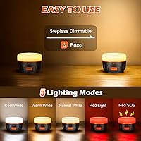 Vista 4 de Sinvitron - Linterna LED para campamento recargable con control remoto - 1000 lúmenes, 150 horas de duración, luz para tienda de campaña, 5200 mAh