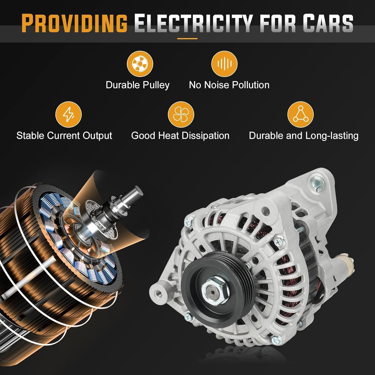 New Alternator for Nissan Quest 3.3L 1999 2000 2001 2002, Mercury Villager 3.3L 99 00 01 02 Replace# AMT0100 A3TA5691 400-48015 113370