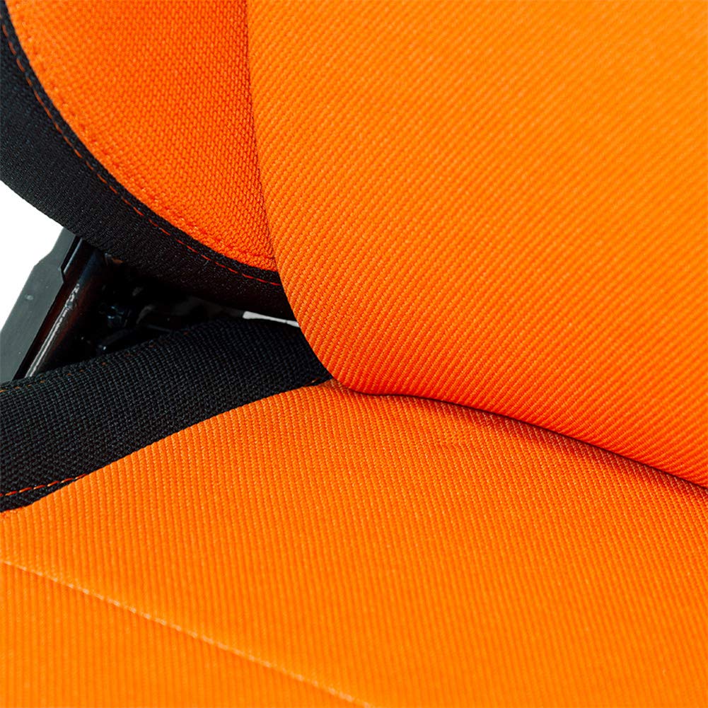 AUTO-STYLE Sportsitze 'Eco' - Schwarz/Orange - Doppelseitig Verstellbare Rückenlehne - inkl. Laufschienen
