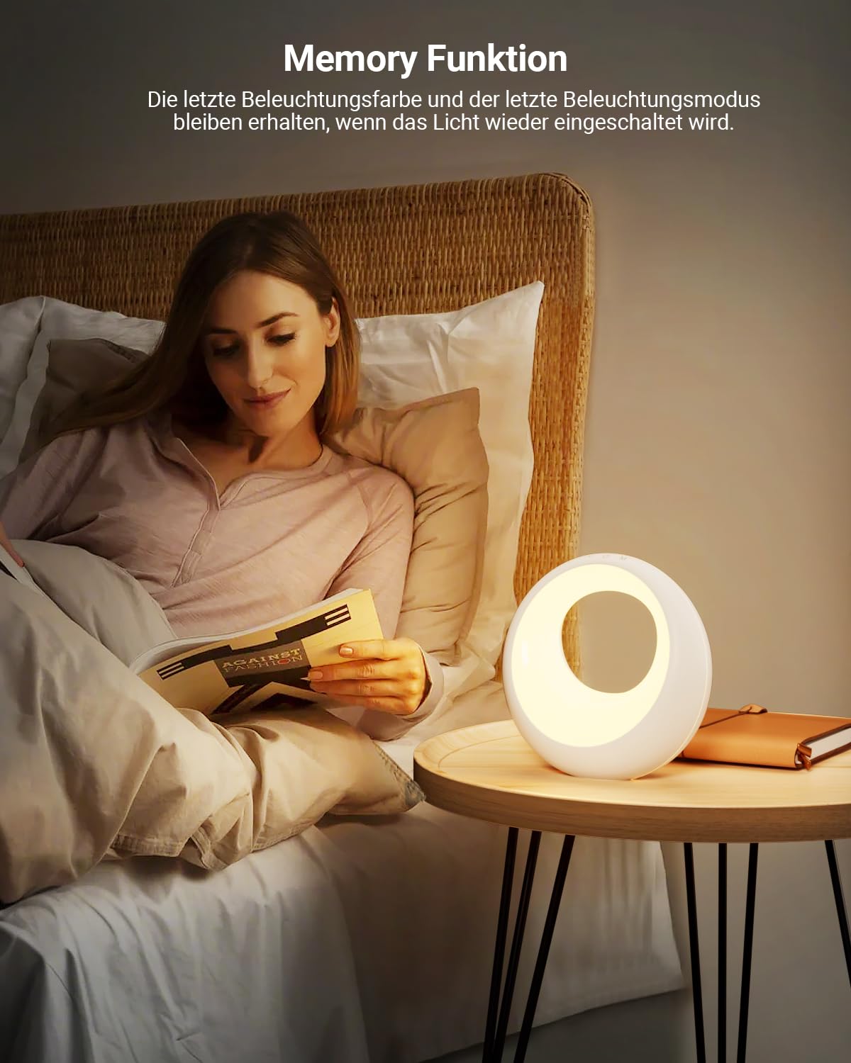 Bonsery Nachttischlampe 2er Set, Led Nachttischlampe Touch Dimmbar mit Fernbedienung, Tischlampe Kabellos mit RGB Farbwechsel, Nachtlampe Rund mit Timer & Memory für Wohnzimmer Kinderzimmer Geschenk