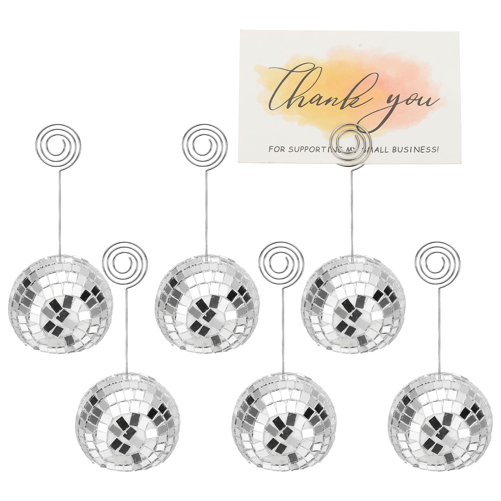 Photo 1 of PATIKIL Disco Ball Place Card Holder, 6 Pcs, 2 Inch, Silver