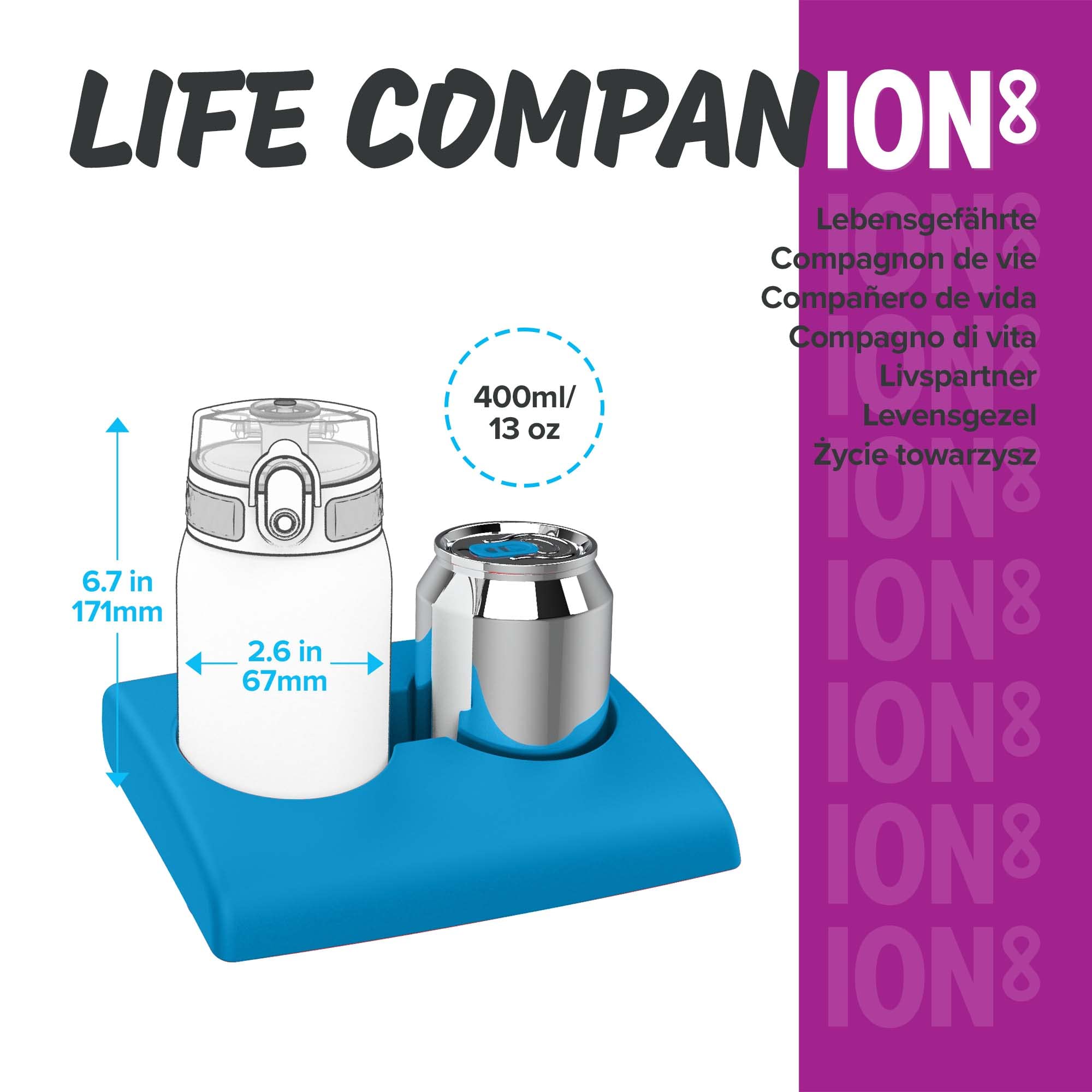 Ion8 Borraccia Bambini Senza Perdite, Senza BPA, 350ml, Ananas