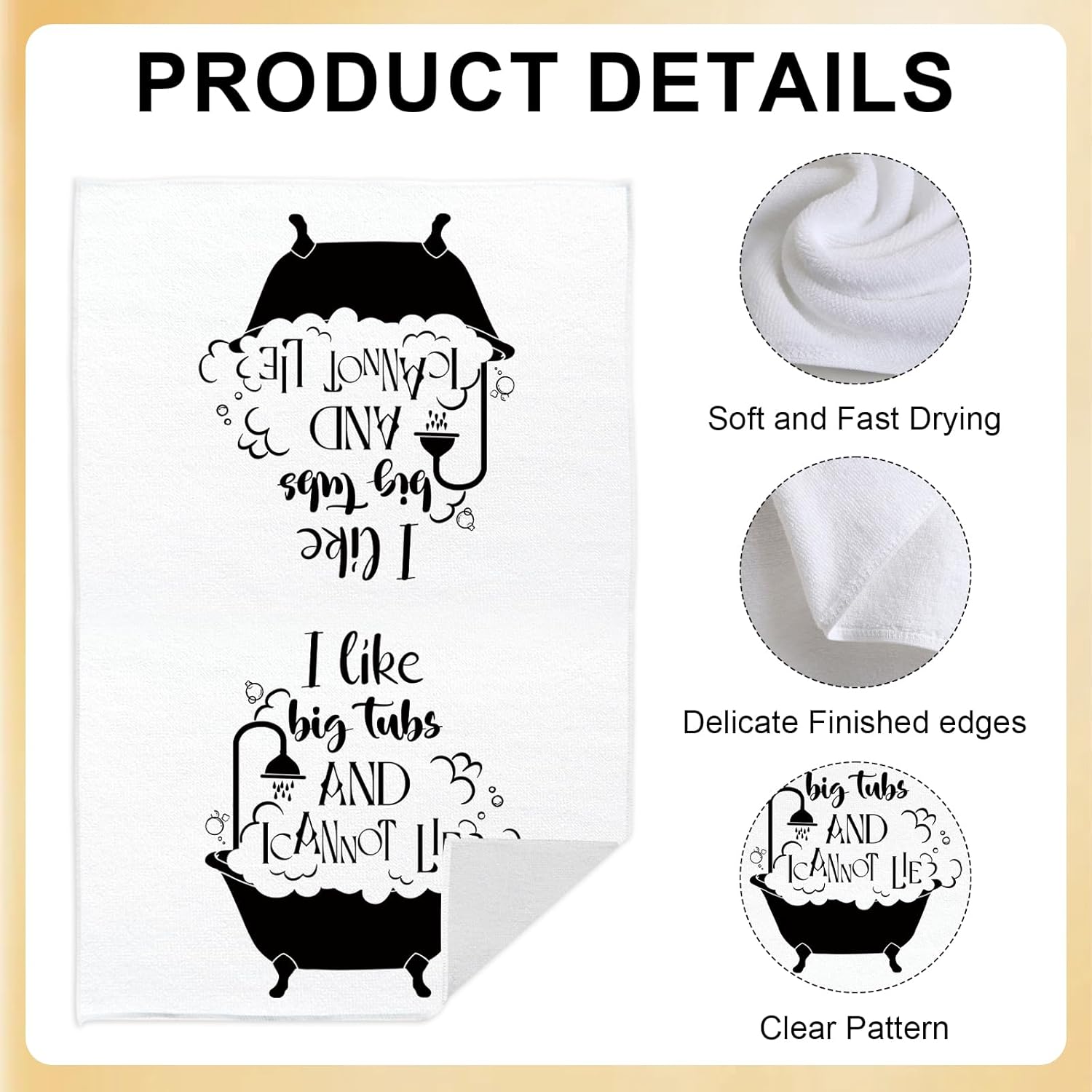 Funny Decorative Bathroom Hand Towels Set of 4, 16×24 Inch Embroidered Cotton Bathroom Decor Towels, Black and White Hand Towels for Bath Decor Thanksgiving Christmas Housewarming Gifts - Image 3