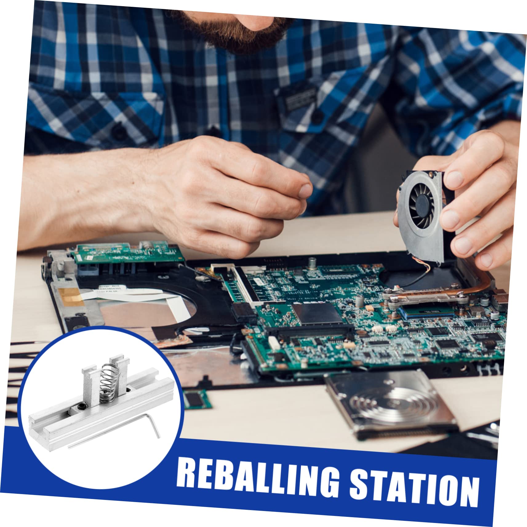 Housoutil Aluminum Alloy Fixture Rework Station for Mobiles Tablets Reballing Kit Stencil Holder Random Color