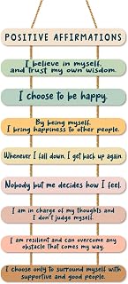 Positive Affirmations Wall Decor for Office Home Classroom Dorm, Inspirational Signs Self-motivation Gifts for Women Friends College Bestie, Mental Health Wooden Wall Art Plaques