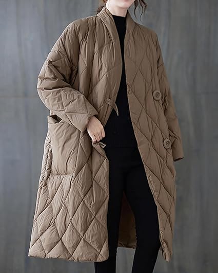 ジャケット・アウター eLLa quilting cape coat ellazhu Women's Lightweight Quilted Jacket Padded Winter